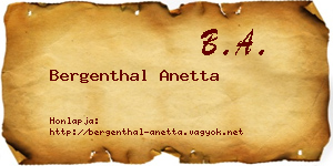 Bergenthal Anetta névjegykártya